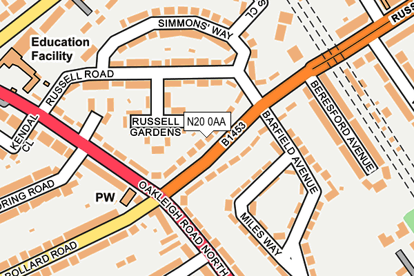 N20 0AA map - OS OpenMap – Local (Ordnance Survey)
