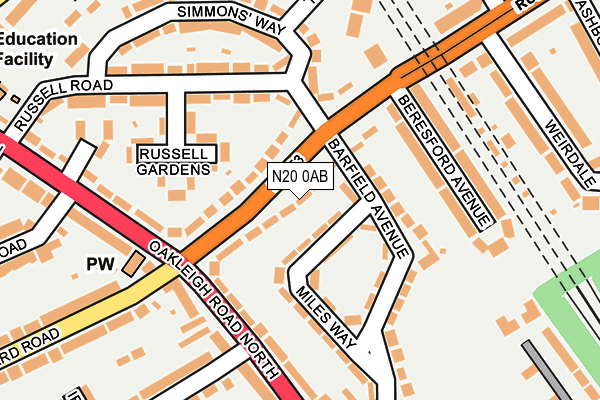 N20 0AB map - OS OpenMap – Local (Ordnance Survey)