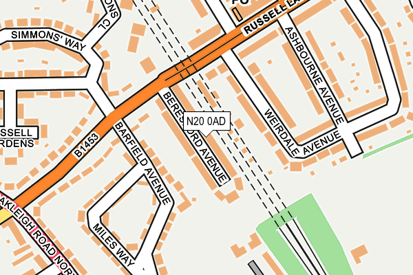 N20 0AD map - OS OpenMap – Local (Ordnance Survey)