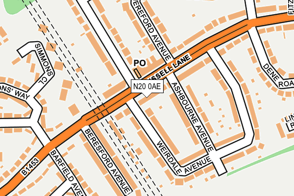 N20 0AE map - OS OpenMap – Local (Ordnance Survey)