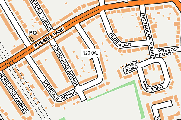 N20 0AJ map - OS OpenMap – Local (Ordnance Survey)