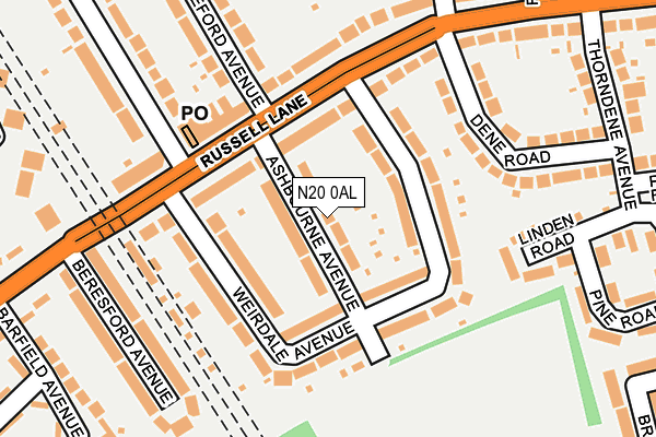 N20 0AL map - OS OpenMap – Local (Ordnance Survey)