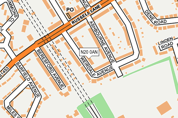 N20 0AN map - OS OpenMap – Local (Ordnance Survey)