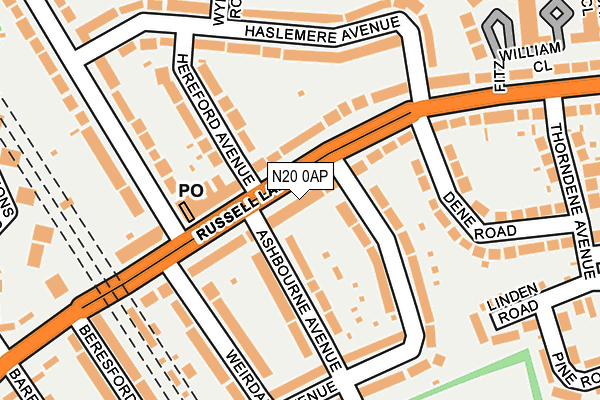 N20 0AP map - OS OpenMap – Local (Ordnance Survey)