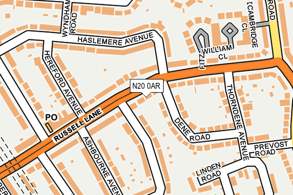 N20 0AR map - OS OpenMap – Local (Ordnance Survey)