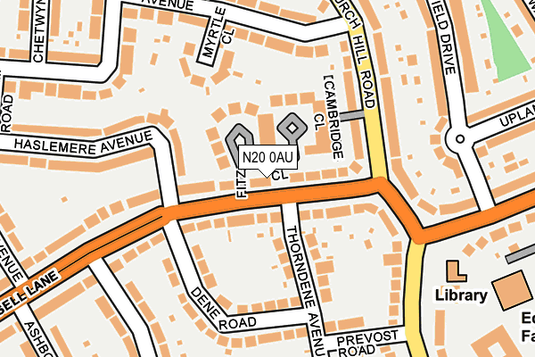 N20 0AU map - OS OpenMap – Local (Ordnance Survey)