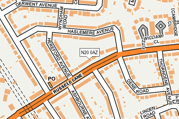 N20 0AZ map - OS OpenMap – Local (Ordnance Survey)