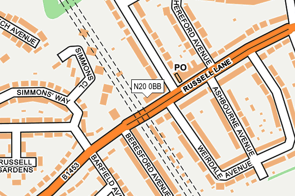 N20 0BB map - OS OpenMap – Local (Ordnance Survey)