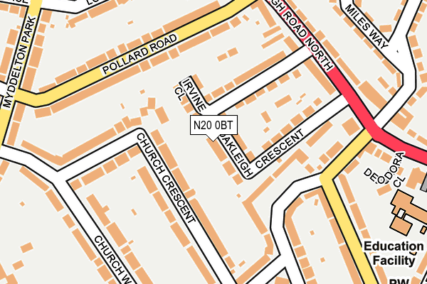 N20 0BT map - OS OpenMap – Local (Ordnance Survey)