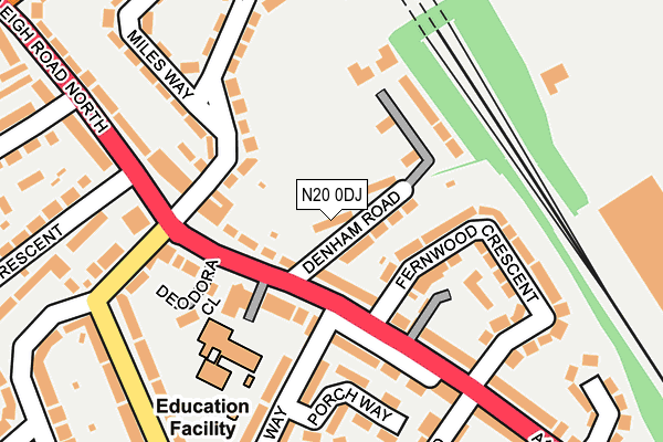 N20 0DJ map - OS OpenMap – Local (Ordnance Survey)