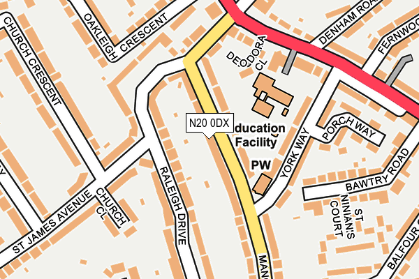 N20 0DX map - OS OpenMap – Local (Ordnance Survey)