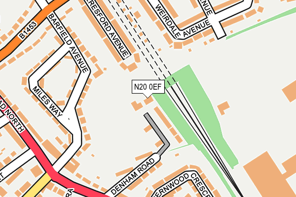 N20 0EF map - OS OpenMap – Local (Ordnance Survey)