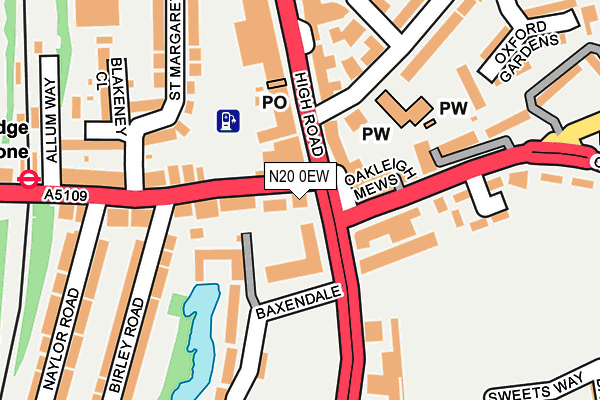 N20 0EW map - OS OpenMap – Local (Ordnance Survey)