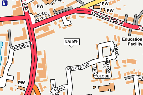 N20 0FH map - OS OpenMap – Local (Ordnance Survey)