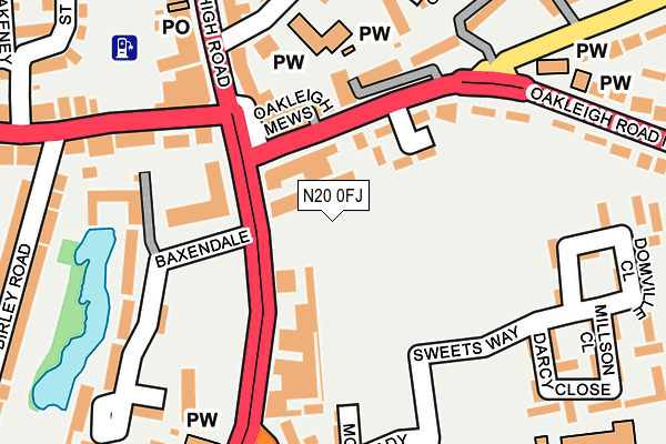 N20 0FJ map - OS OpenMap – Local (Ordnance Survey)