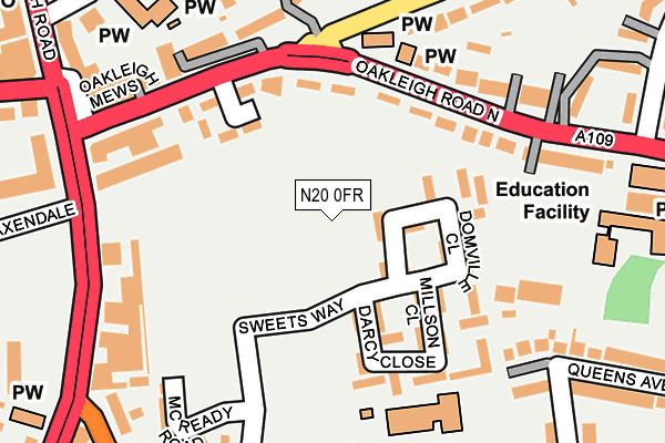 N20 0FR map - OS OpenMap – Local (Ordnance Survey)