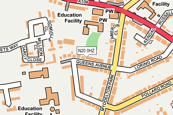 N20 0HZ map - OS OpenMap – Local (Ordnance Survey)
