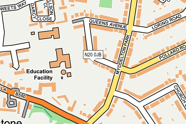 N20 0JB map - OS OpenMap – Local (Ordnance Survey)