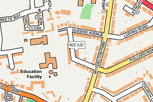 N20 0JD map - OS OpenMap – Local (Ordnance Survey)