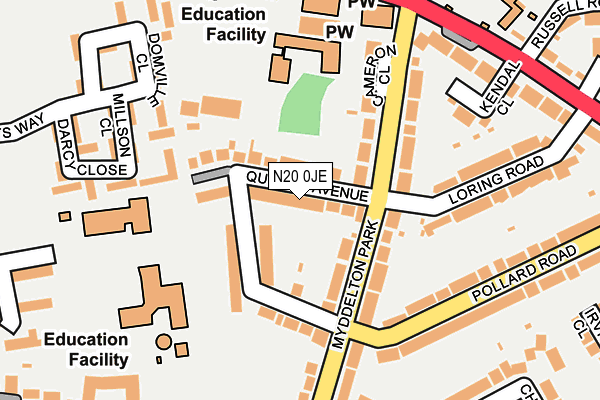 N20 0JE map - OS OpenMap – Local (Ordnance Survey)