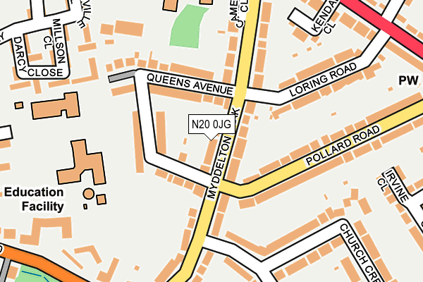 N20 0JG map - OS OpenMap – Local (Ordnance Survey)