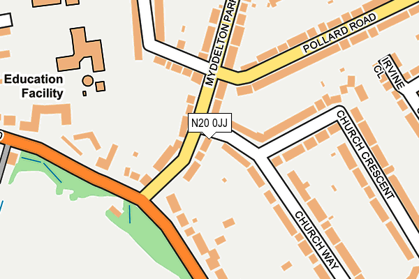 N20 0JJ map - OS OpenMap – Local (Ordnance Survey)