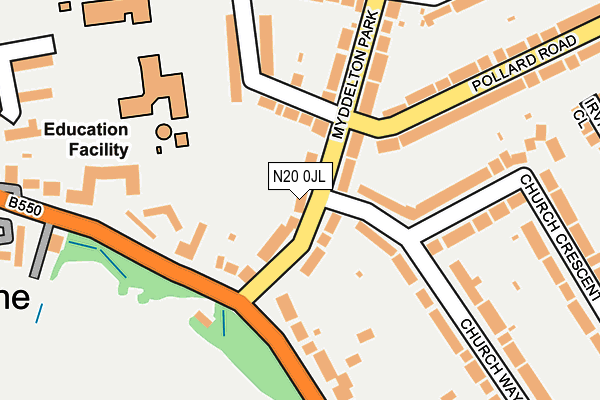 N20 0JL map - OS OpenMap – Local (Ordnance Survey)