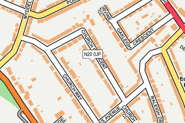 N20 0JP map - OS OpenMap – Local (Ordnance Survey)