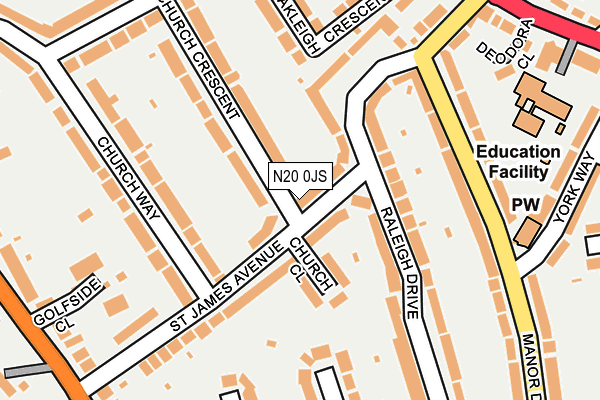 N20 0JS map - OS OpenMap – Local (Ordnance Survey)