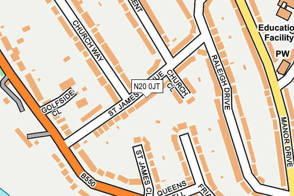N20 0JT map - OS OpenMap – Local (Ordnance Survey)