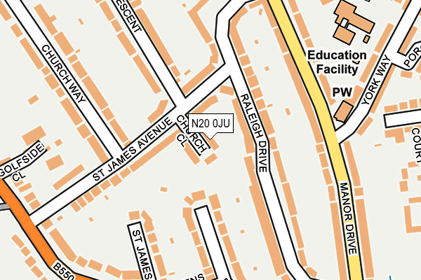 N20 0JU map - OS OpenMap – Local (Ordnance Survey)