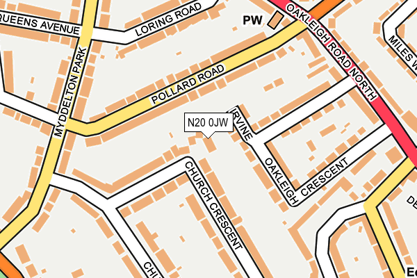 N20 0JW map - OS OpenMap – Local (Ordnance Survey)