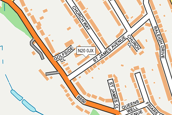 N20 0JX map - OS OpenMap – Local (Ordnance Survey)
