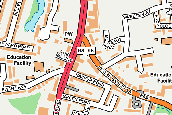 N20 0LB map - OS OpenMap – Local (Ordnance Survey)