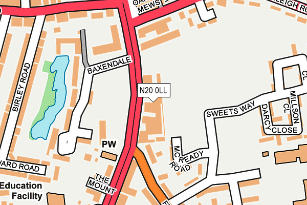 N20 0LL map - OS OpenMap – Local (Ordnance Survey)