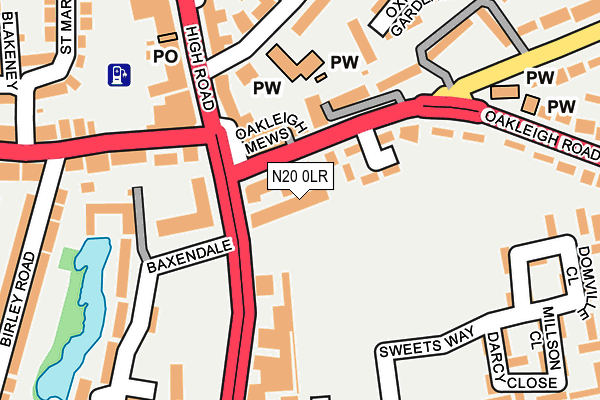N20 0LR map - OS OpenMap – Local (Ordnance Survey)