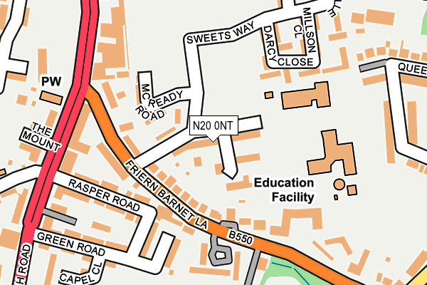 N20 0NT map - OS OpenMap – Local (Ordnance Survey)