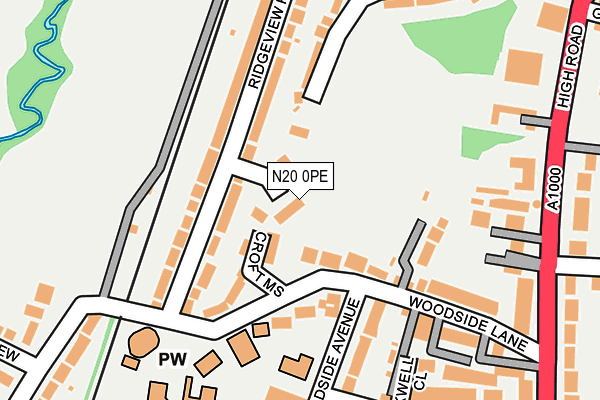 N20 0PE map - OS OpenMap – Local (Ordnance Survey)