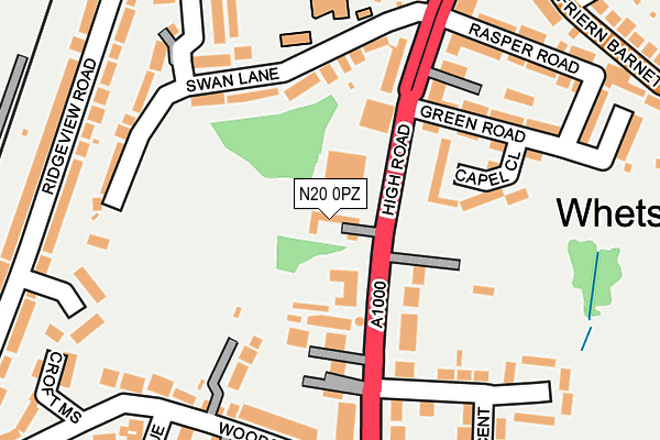 N20 0PZ map - OS OpenMap – Local (Ordnance Survey)