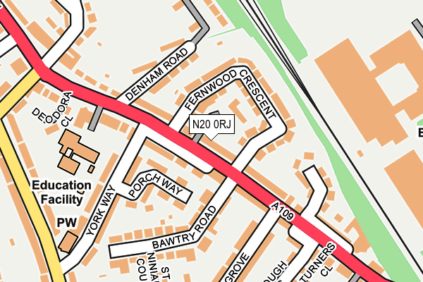 N20 0RJ map - OS OpenMap – Local (Ordnance Survey)