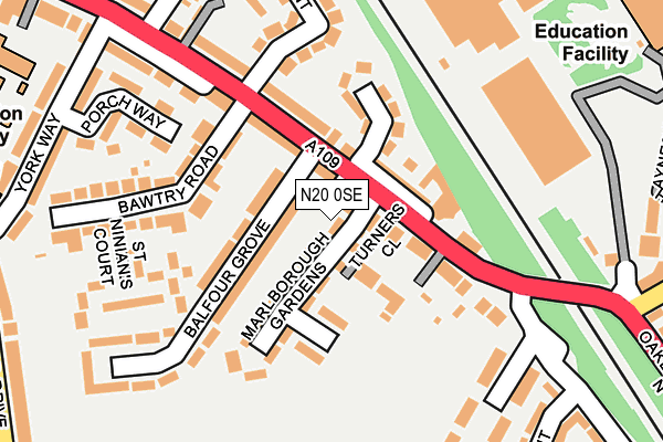 N20 0SE map - OS OpenMap – Local (Ordnance Survey)