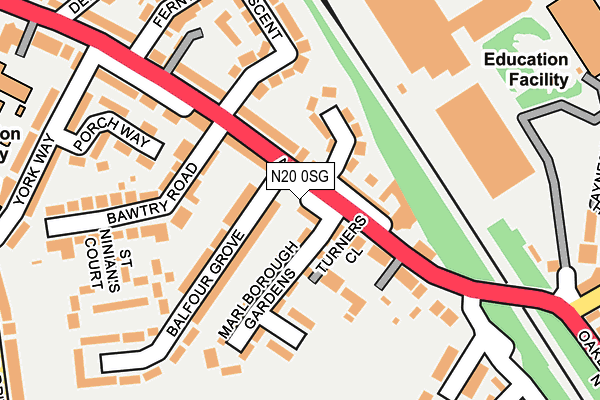 N20 0SG map - OS OpenMap – Local (Ordnance Survey)