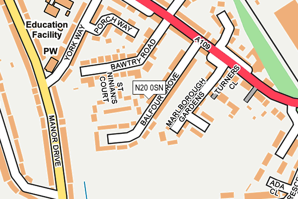 N20 0SN map - OS OpenMap – Local (Ordnance Survey)