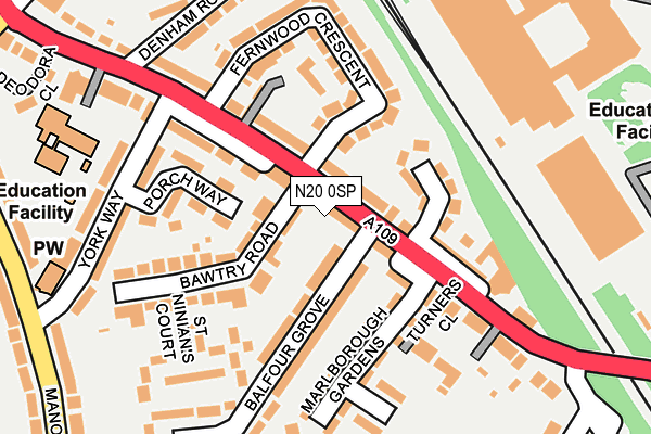 N20 0SP map - OS OpenMap – Local (Ordnance Survey)