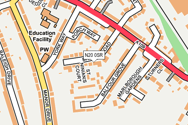 N20 0SR map - OS OpenMap – Local (Ordnance Survey)