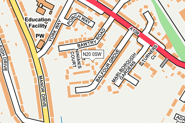 N20 0SW map - OS OpenMap – Local (Ordnance Survey)