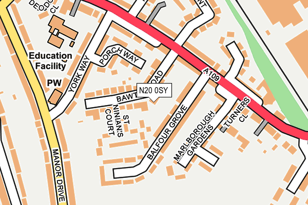 N20 0SY map - OS OpenMap – Local (Ordnance Survey)