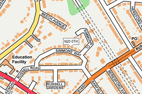 N20 0TH map - OS OpenMap – Local (Ordnance Survey)