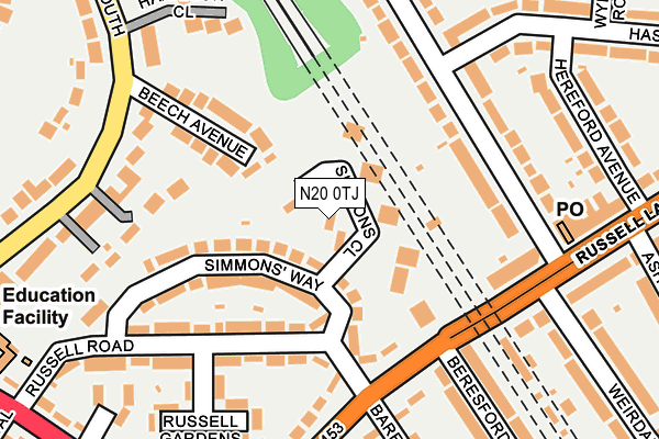 N20 0TJ map - OS OpenMap – Local (Ordnance Survey)