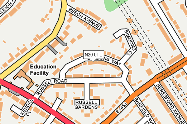 N20 0TL map - OS OpenMap – Local (Ordnance Survey)